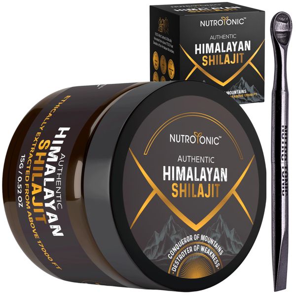 NUTROTONIC Authentic Himalayan SHILAJIT 60 Days Sun Dried Organic Most Potent Premium Resin | Lab Tested for Safety | Natural Source of Fulvic Acid +86% & Humic Acid +10%