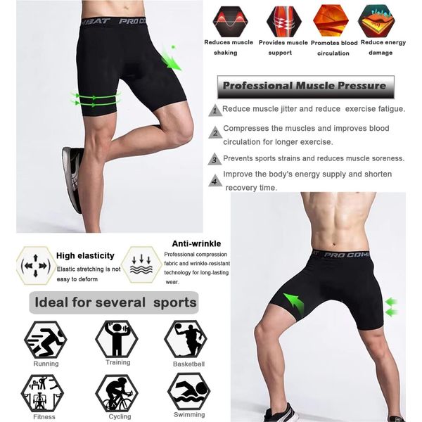 Smatstyle Herren Kompressionsshorts Kompression Shorts Tight Baselayer Running Underwear Schnelltrocknendes Sport Shorts Laufshorts Trainingsshorts