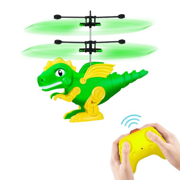 Ynybusi Dinosaur Toys- Remote Control Dinosaur Helicopter for Boys Girls Gift, 2 Channel Rc Helicopter Flying Toys with LED Light for Kids Girls Boys Ages 6-8 9-14, Easy to Forward, Turn Left/Right