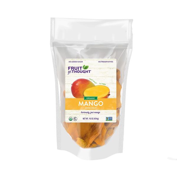 Fruit for Thought Organic Dried Mango | Dried Fruit Snack Packs Ideal for the Family | No Sugar Added | At Home, Work, or On the Go | 16 Ounce Bags Pack of 2