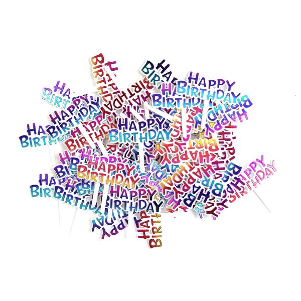 Colourful Happy Birthday Cupcake Picks Cake Toppers,Pack of 50