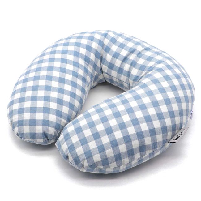 Edomi Buckwheat Pillow for Side Sleepers Cervical Neck Cooling Pillows U Shaped Pillow Ergonomic Travel Head Pillow for Sleeping Buckwheat Hulls Filling Removable Cotton Cover (12x12 inch, Blue)