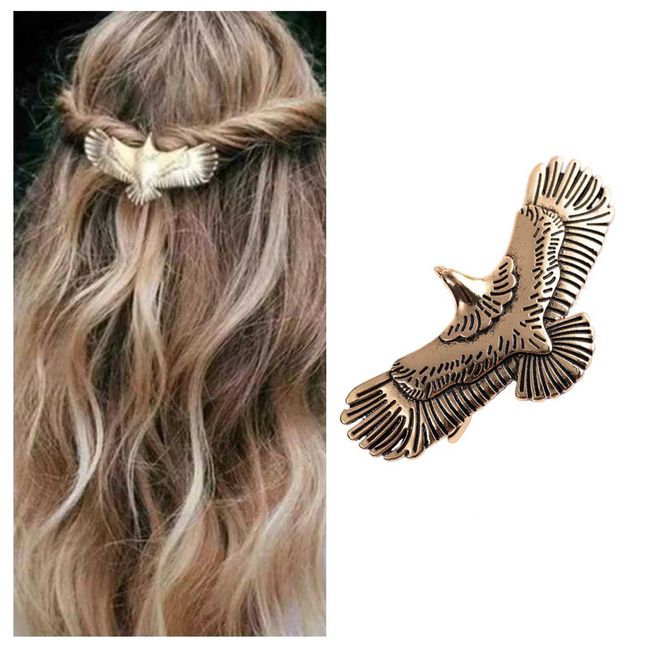 Dervivea Vintage Adler Haarspange Barrette Metall Vogel Haarspangen Haarnadel Gold Haarspange Kopfclip Boho Adler Haarnadel Zubehör Für Frauen Und Mädchen Kopfschmuck (Gold)