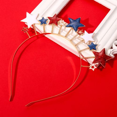 PHALIN American Flag Headband 4th of July Star Hairband for Women Independence Day Patriotic Headpiece Costume Hair Accessory Party Favors (Glitter)