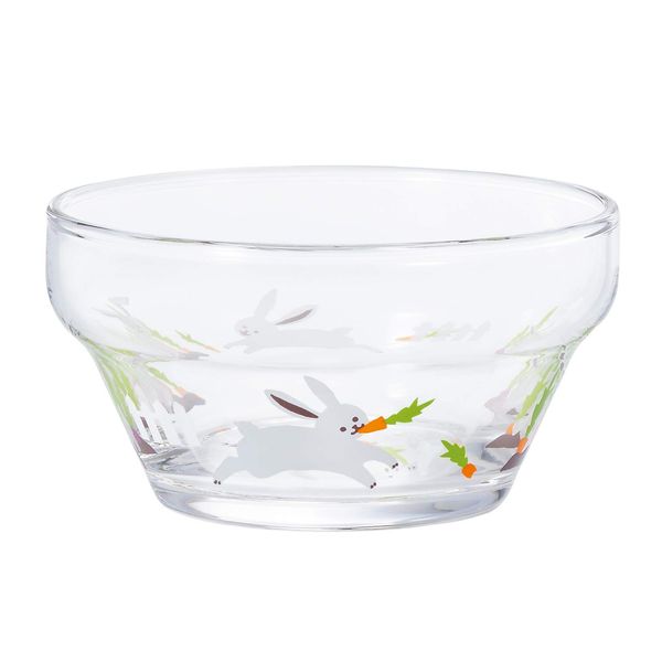 ADERIA 6088 Tsuyoko Bowl, Hide and Seek Bunny, Made in Japan, Salad, Tableware, Bowl, Soup Plate, Stylish, Glass, Dessert, Sweets, Cereal, Deep Plate, Small Bowl, Medium Bowl, Living Alone, Cooking,