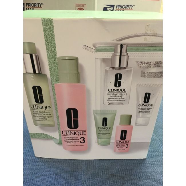 Clinique 3 Step Skin Care Combination Oily/Type (6) piece  set- New In Box