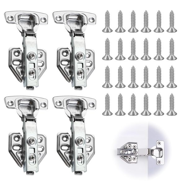 Doyime Sliding Hinges (4 Pieces) Concealed Hinges Slide Hinges Stainless Steel Repair Hinges Fixed Removable Durable Rust Free with 24 Screws for Building Parts Furniture Closet Shoe Cabinet System