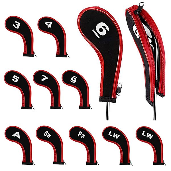 12 Pieces Golf Head Covers 3-9 Pw Aw Sw Lw Lw Waterproof Zippered Golf Club Head Covers Protective Cover Iron Head Covers Golf Clubs With Number Label Golf Golf Iron Head Covers Accessory