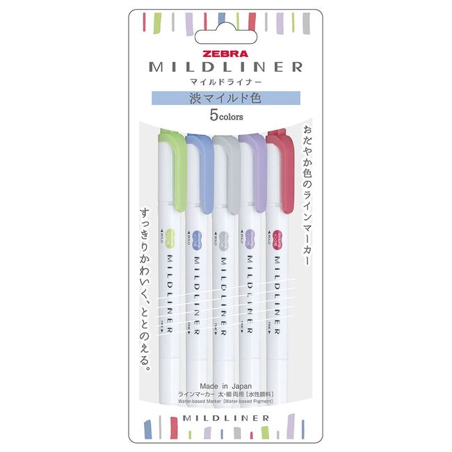 Zebra Mildliner WKT7-5C-NC-N Highlighter, Astringent Mild Color, NC5 Colors