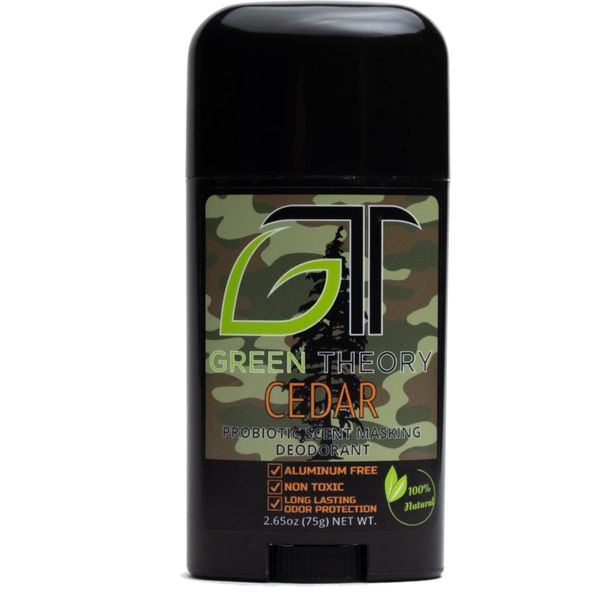 Green Theory Cedar Probiotic Natural Deodorant - Aluminum Free, Hunting, Scent Masking - Tree Scent Collection - 2.65 Ounce Stick