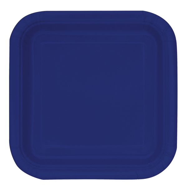 True Navy Blue Square Paper Dessert Plates (17cm) 16 Count - Elegant & Sturdy Party Tableware for Appetizers, Cakes and More