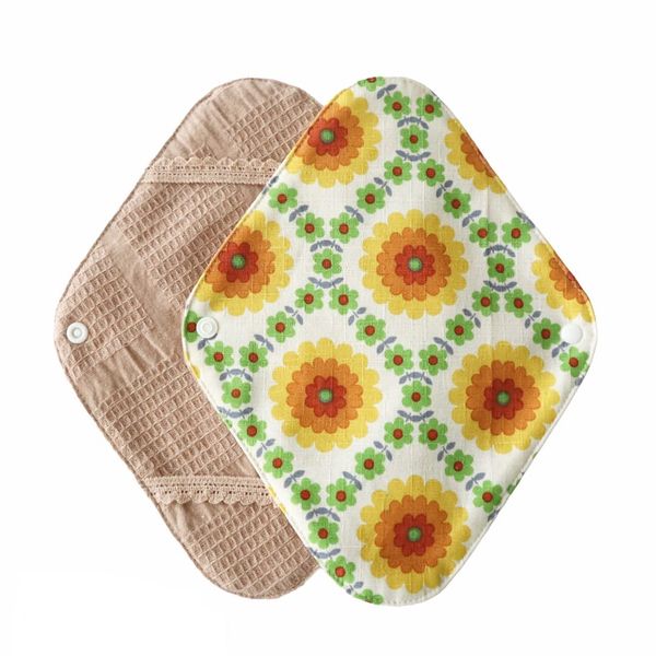 hanafu Regular Organic Cotton Flora Pattern Napkin Holder 1 Piece Cotton Retro Flower Yellow