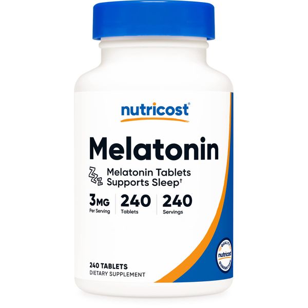 Nutricost Melatonin 3mg, 240 Tablets - 3mg Per Serving, Non-GMO, Gluten Free