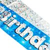 OakTree 9ft Banner Happy 40th Birthday Blue Holographic