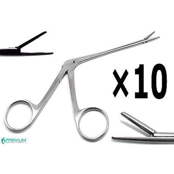10 Pcs Ear ENT Forceps Alligators 3.3" Surgical Serrated 1.3cm Jaws Tool