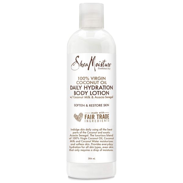 Shea Moisture 100% Virgin Coconut Oil Daily Hydration Body Lotion, with Coconut Milk and Acacia Senegal, to Soften and Restore 384 ml