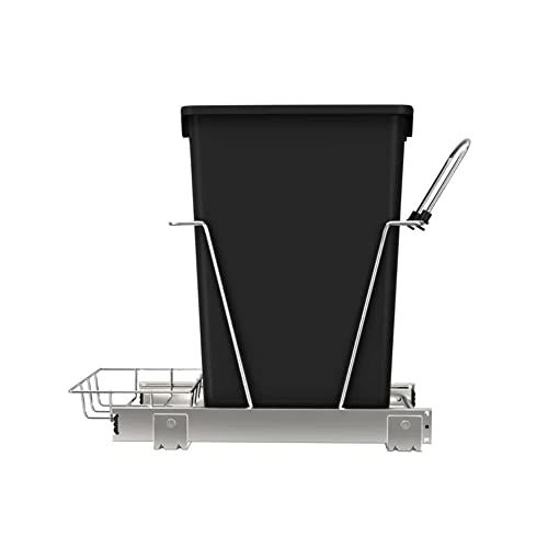 Black Premium Quality 8.75 Gallon Pull Out Trash Can Under Cabinet Kitchen Sturdy Sliding System|Perfect for Recycling, Floor Standing Durable Powder-Coated Finish,Size:19.06''H x11.5''W x 22.25''D