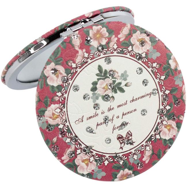 Royal Arden Compact Mirror (Round) Equal & Magnification 2x Rose Pattern, 28.9 inches (73542 mm), Diameter 2.8 inches (7 x 7 x 1 cm)