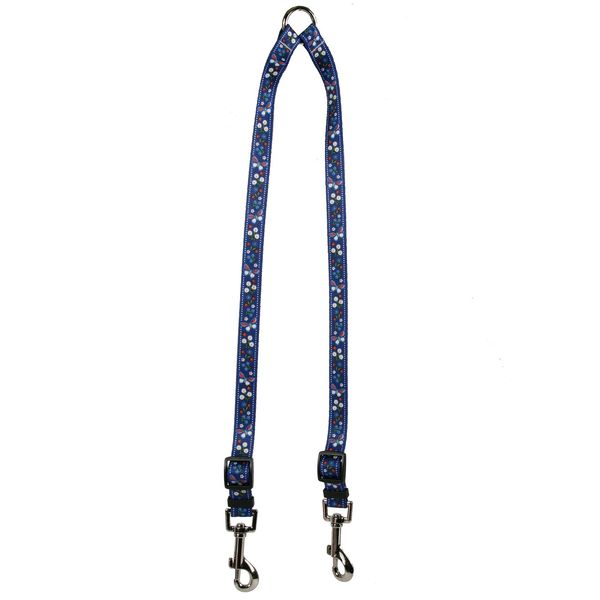 Yellow Dog Design Festive Butterfly Blue Coupler Dog Leash 3/4" Wide and 12 to 20" Long, Medium