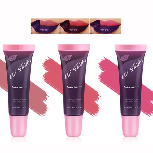 3 Colors Peel Off Lip Stain Detachable Lip Liner Set Long Lasting Lip Stain Peel Off Waterproof Non-sticky Matte Nude Lip Gloss Highly Pigmented Tattoo Lip Tint Stain Color