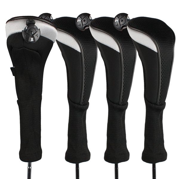 Andux Long Neck Golf Hybrid Club Head Covers with Dial No. Tag CTMT-02 4pcs Black