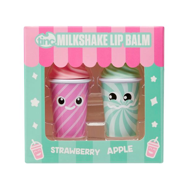 Tinc Milkshake Lip Balms for Kids Flavoured Fruity Scents, Strawberry, Apple, Keeps Lips Moist, Perfect Party Bag Treat, Two Flavours