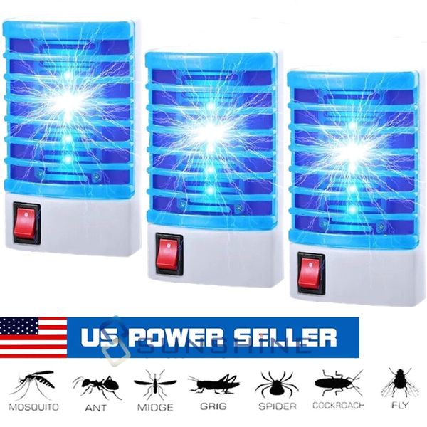 3 Electric Mosquito Killer Lamp Bug Insect Zapper Night Light LED Repellent Trap
