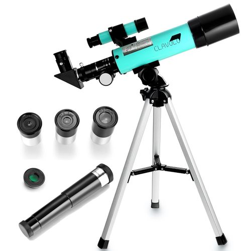 CLAVOLO Refractor Telescope with Tripod & Finder Scope, Portable Telescope for Astronomy Beginners, Travel Telescope with 3 Eyepieces Magnification 18X – 135X