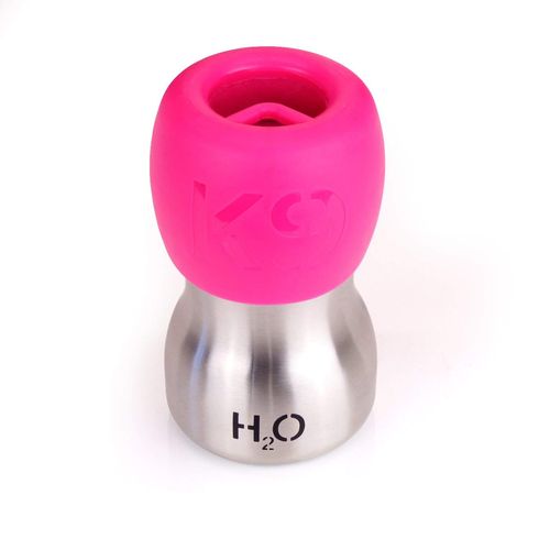 H2O4K9 Stainless Steel Dog Water Bottle and Travel Bowl, Small, 270 ml, Perfect Pink