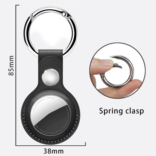 Airtag Leather Pendant - Key Fob, Case for Apple Accessories, Key Finder, GPS Tracker Protective Case - Protects Against Scratches and Positioned Precise (Brown + Black)