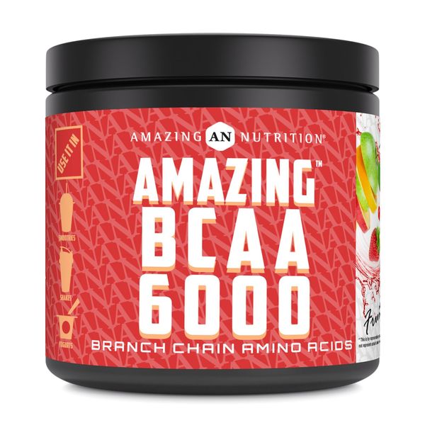 Amazing Nutrition Amazing BCAA 6000 | 6 Grams BCAA Per Serving | 30 Servings Powder | Branched Chain Amino Acid Supplement | Made in USA (Natural Fruit Punch)