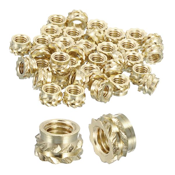uxcell Insert Nuts with Knobs 50pcs M3 x 3mm L x 5mm OD Brass Nuts for 3D Printing Female Threaded Inserts Brass Heat Set Insert Embedded Nuts