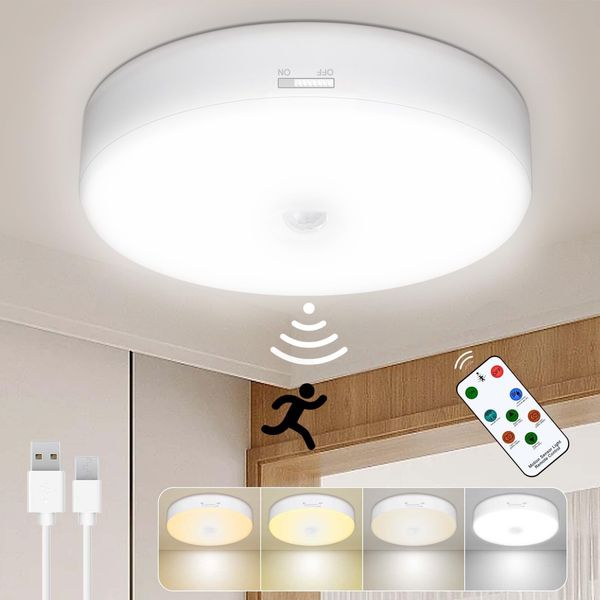 Toowell LED Deckenlampe mit Bewegungsmelder 10000mAh Akku Deckenleuchte Batteriebetrieben Lampe mit Fernbedienung USB Aufladbar Deckenlampe Akku Kellerlampe Ohne Stromanschluss Garagenlampe für Innen