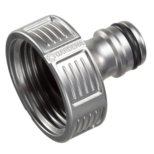 GARDENA 18242-20 Premium Tap Connector 33.3 mm (G 1"), packaged, Silver, 4x4x4 cm