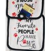 2 Same Printed Kitchen Pot Holders (7"x7') PETS,MY FAVORITE PEOPLE HAVE PAWS,GR
