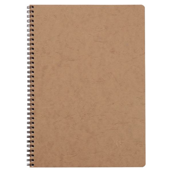 Clairefontaine - Ref 781422C - Age Bag Wirebound Notebook (100 Pages) - A4 Size, Squared Rulings, 90gsm Brushed Vellum Paper, Pocket for Loose Documents - Brown Cover