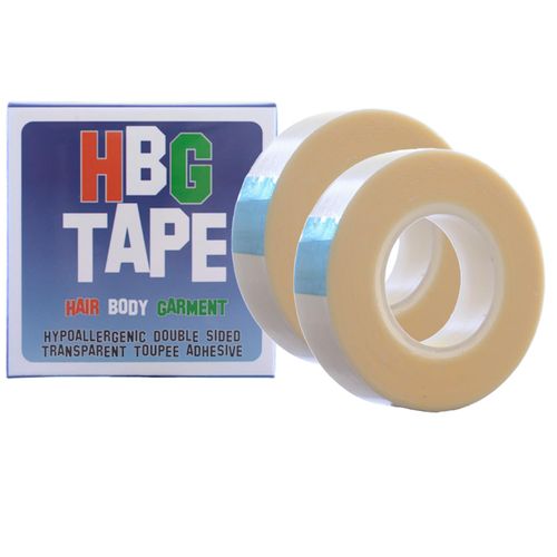 2 x HBG Hypoallergenic Toupee Wig Tape Double Sided Transparent Adhesive Dress Body 5m x 12mm (16ft x 0.5ins approx) Roll Bulk Value Pack