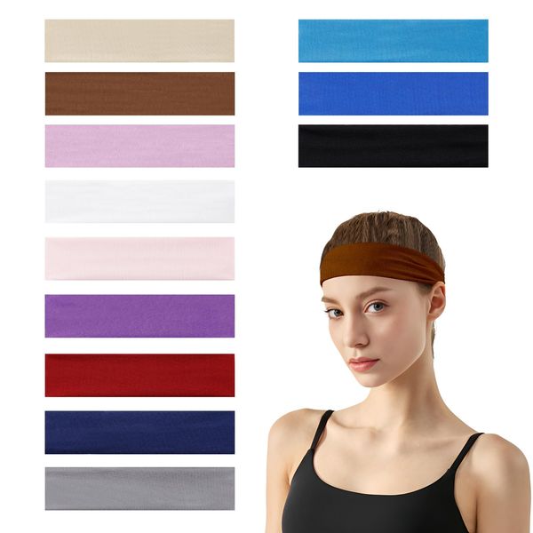 12 PCS Yoga-Stirnbänder für Frauenhaar, KUAOOAUK Wide Stretch Elastic Hair Band, Soft Sweat Head Bands, Unisex Sport Bandeau für Damen Mädchen Übung Fitness Workout Pilates Laufen