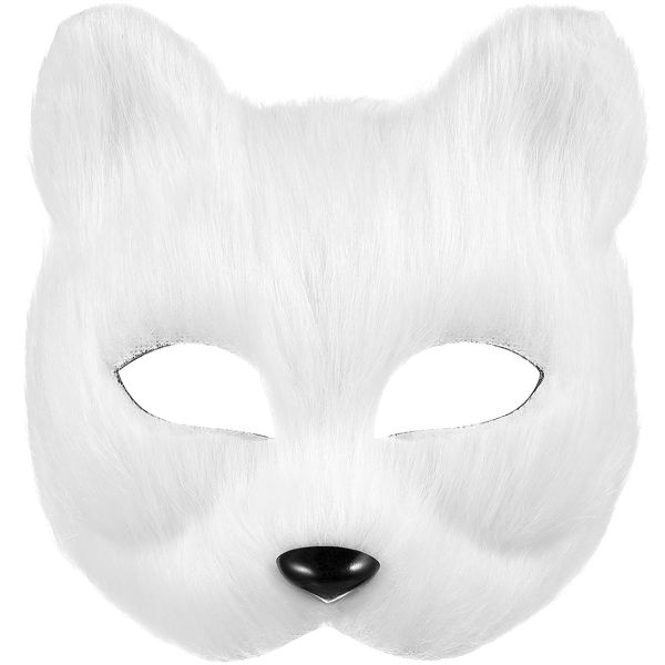 PACKOVE Furry Half Face Mask Fox Mask Therian Mask Masquerade Mask Halloween Animal Mask Halloween Cosplay Costume Props