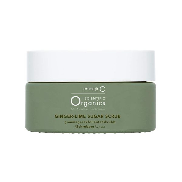 emerginC Scientific Organics Ginger-Lime Sugar Scrub - Exfoliating Body Scrub with Vitamin E + Moisturizing Shea Butter, Ginger Root Oil + Coconut Oil - Removes Dead Skin (8 oz)