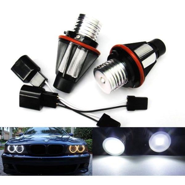 RZG 2x White LED Angel Eye Halo Ring Headlight Daytime Light Bulb For E39 E60 E61 E87 E53 E63 E65