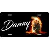 Personalized License Plate - Offset Flaming Skull Couple or Single Name Design