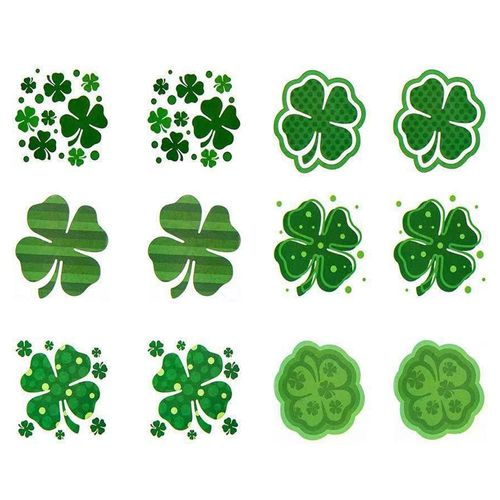 Pack of 72 St. Patrick's Day Temporary Tattoos for Women Men Boys Girls Body Art Big Arm Face Green Clover Leaves Waterproof Tattoo Stickers for St Patrick's Day Party Celebration Decoration