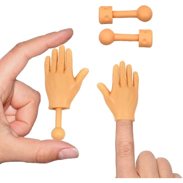 Daily Portable Tiny Finger Hands 2 Pack - Little Finger Puppets, Mini Rubber Flat Hand, Miniature Small Hand Puppet Prank from Tiktok - 1 Left and Right Finger Hands