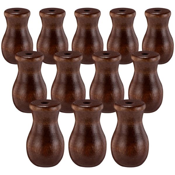 Boao 12 Pieces Brown Blind Pull Cord Knobs Wood Tassels Window Blinds Wooden Cord Tassels Hanging Ball Pulls for Curtain Craft