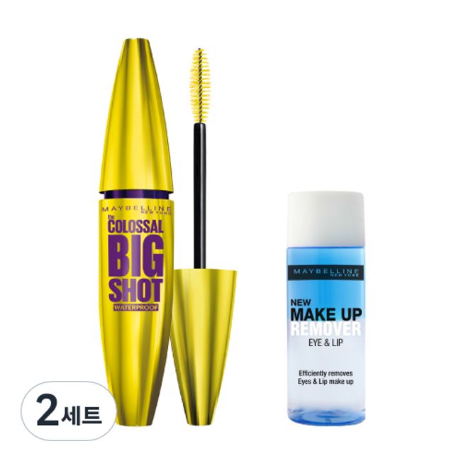 Maybelline Magnum Big Shot Mascara 10ml + Remover 20ml Set, Black, 1 Set