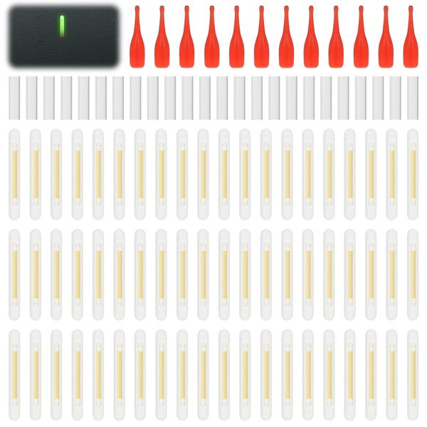 60 Stück Knicklichter Angeln, Langlebiger Fishing Glow Sticks 4,5x37mm, Grün Knicklicht für Angeln, Hohe Sichtbarkeit Leuchtstäbe, Angel Zubehör für Angelruten Nachtangeln