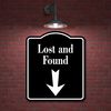 Lost and Found Down Arrow BLACK Aluminum Composite Sign, 8.5"x10"