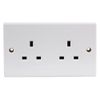 Ex-Pro [2 Pack] 2 Gang Double Unswitched Mains Plug Wall Socket 13A, White