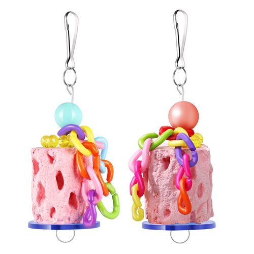 POPETPOP 2 Pcs Bird Chewing Toys: Bird Beak Grinding Stone for Parakeet Treats - Parakeets Teeth Grinding Chew Treats Toy for Parrot, Cockatiel, Conure Gerbil, Guinea Pig (Random Color)